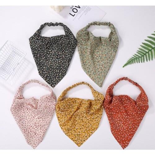 Triangle Headbands Skin-friendly Scarf Flower Print Spring womens all-match bag head Triangle Hair Scarf for Dating hair tie