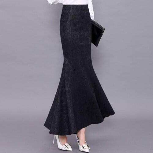 2021 autumn winter high waist lace mermaid skirt women package hip long trumpet skirt office lady