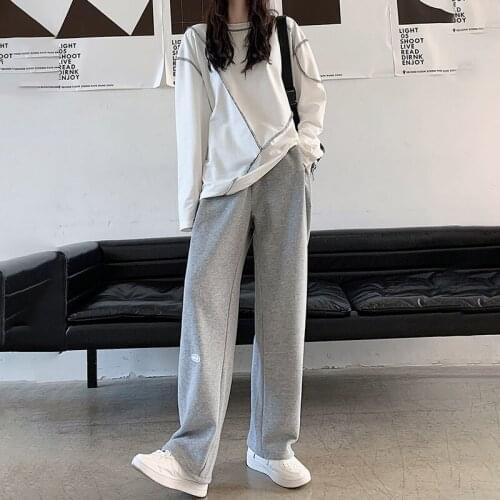 Spring 2021 Solid Color Elastic Waist Casual Pants For Women Capris Oversized Gray Cargo Women Sweatpants Joggers Harajuku