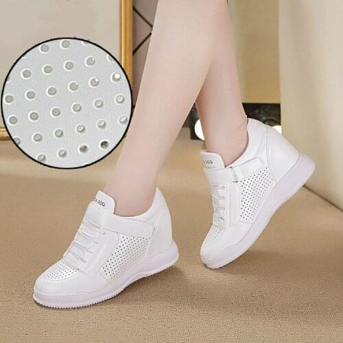 2021 Spring Womens Shoes New Flat High Heel Casual Female Student Hook and Loop Shoes