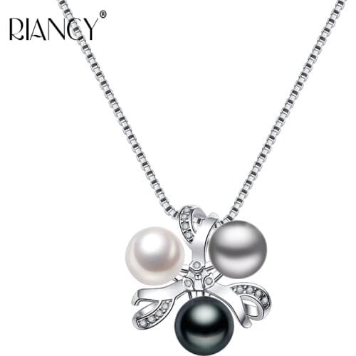 Fashion multi-beads necklace for women Natural freshwater 7-8mm pearl necklaces pendants Zircon chain bridal Bohemian jewelry