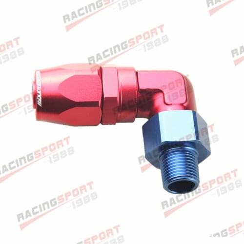 -10 AN 10AN 10AN to 3/8" NPT 90 Degree Swivel Hose End Fitting Adaptor Red/Blue