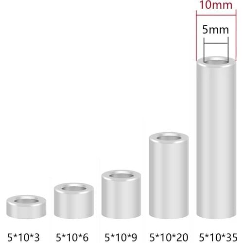 10pcs 3D Printer Parts Openbuilds Aluminium Spacer V-slot Isolation Column Separate Pillar Quarantine Bore 5MM Reprap 3D Printer