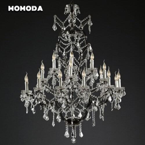 19th C. Rococo Iron & Crystal Chandelier Lights Traditional Suspension Lamp Luxury Pendant Hanging Lamp for Living Room Hotel