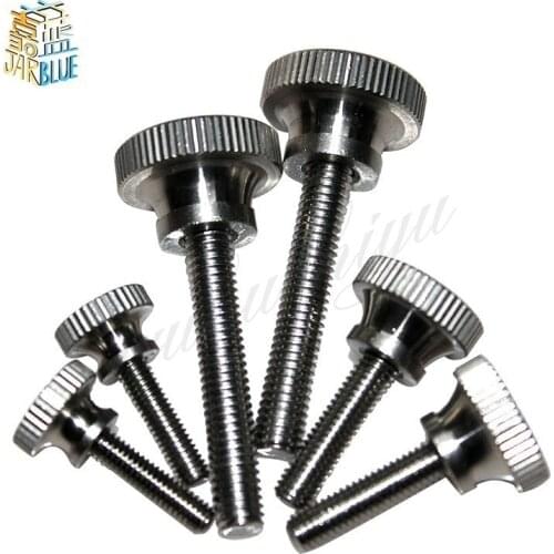 2Pcs M8*10/12/14/16/20-50mm Stainless Steel Knurling Head Knurled Thumb Screw Hand Tighten Curtain Wall Glass Lock Screws GB834