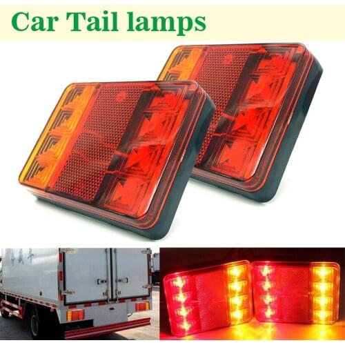 2pcs Waterproof Car 8 Led Tail Light Rear Lamps Pair Boat Trailer 12v Rear Parts For Trailer Truck Car Lighting
