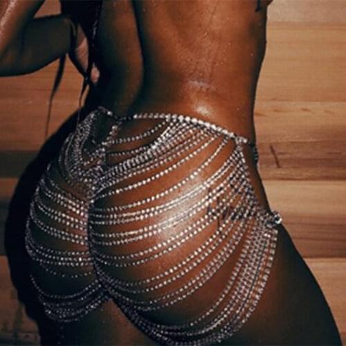 2020 Shiny Crystal Body Chain Package Hip Skirt Women Summer Handmade Rhinestones Sexy Party Nightclub Shorts Skirts Outfit
