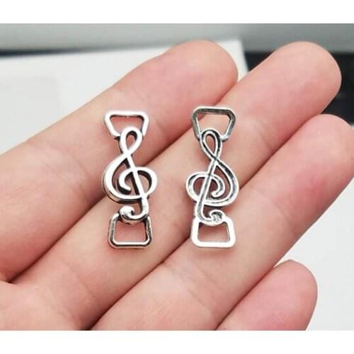 25pcs/lot--28x11mm, Antique silver plated musical note connect Charms ,DIY supplies, Jewelry accessories