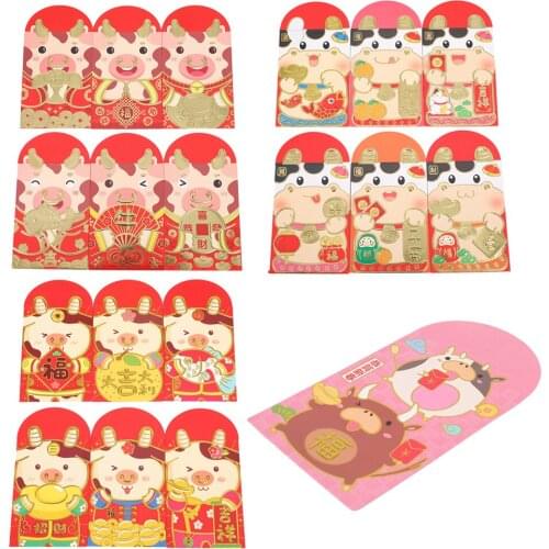 36Pcs Tranditional Chinese Hongbao for Lucky Money 2021 New Years Red Envelopes Creative Money Bags