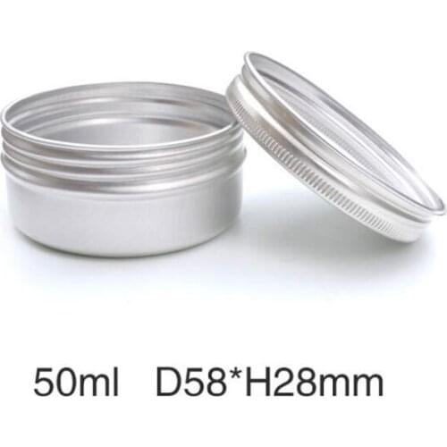 50ml Simple Cosmetic Cream Jar Pot Screw Thread Lip Balm Containers Metal Aluminum Tins Jar Pot Round 50pcs/lot