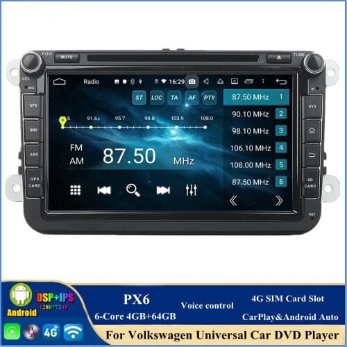 4gb+64 IPS PX6 6-Core 8" Android 10.0 Car DVD Player for VW Volkswagen Passat Tiguan Touran Caddy Skoda Seat CC POLO Jetta Golf