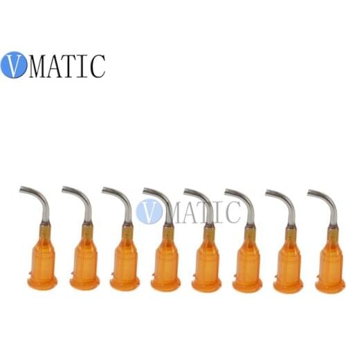 Free Shipping 100Pcs 15G Amber 0.5'' 90 Degree Bent Luer Lock Polypropylene Hub Dispensing Needle