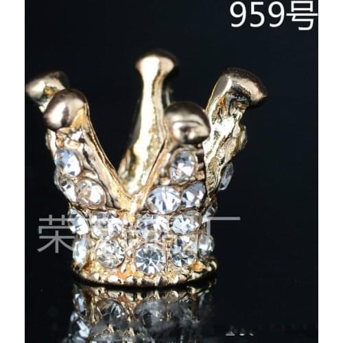 Free Shipping 50pcs 16*13mm Zinc Alloy Gold color DIY 3D Crystal Crown Pendant Charms For DIY Jewelry Making