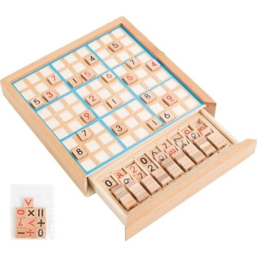 BSTFAMLY Children Sudoku Chess Beech with drawer 23.5*23.5*5cm 81Pcs/Set International Checkers Folding Game Table Toy Gift LF03