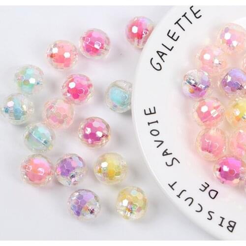 50Pcs Resin Glitter 16mm Round Bead Star String Bead DIY Craft Hairpin Phone Shell Patch Necklace Bracelet Pendant Decor Materia