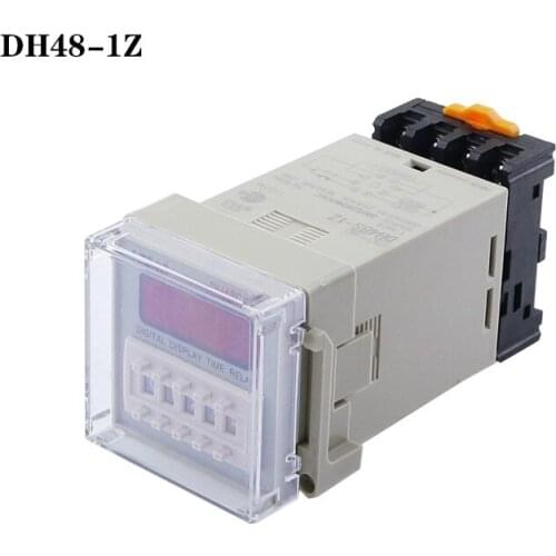 DH48S-1Z Digital LED Programmable Timer Time Relay Switch DH48S 0.01S-99H99M DIN RAIL AC110V 220V DC 12V 24V with Socket Base