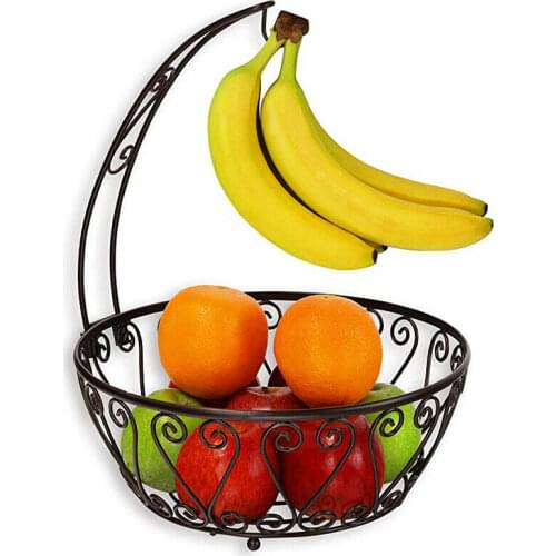 Faroot Fruit Bowl Basket Dinning Table Kitchen Vegetables Fruit Storage Rack Black