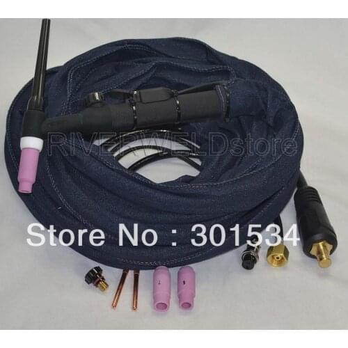 WP-26FV-25R TIG Welding Torch Complete 25 Foot 7.6Meter 200Amp Air-Cooled Flexible & Gas-Valve Control TIG Torch Head Body