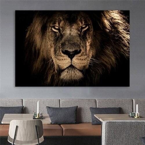 African Lion Head Canvas Painting On the Wall Art Posters And Prints Wild Animals Lions Pictures For Living Room Decoration