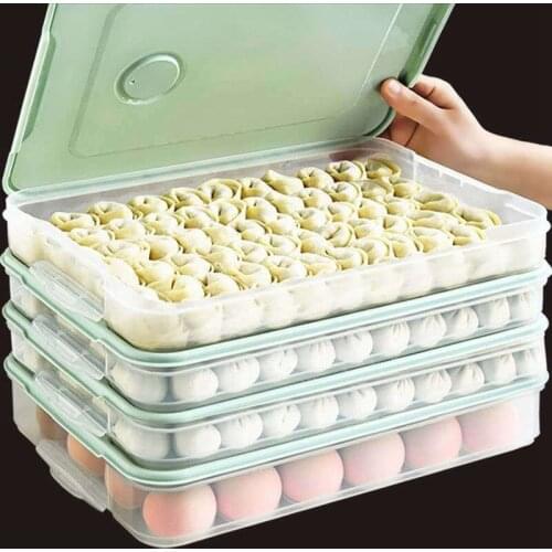 Refrigerator Food Storage Box Kitchen Accessories Organizer Fresh Box Dumplings Vegetable Egg Holder Stackable Microwave