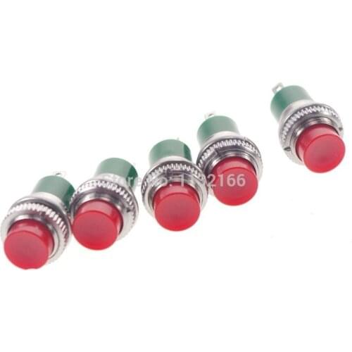 Red 2 Pin SPST OFF-(ON) 2A 125VAC 12mm Hole NO Momentary Push Button Switch