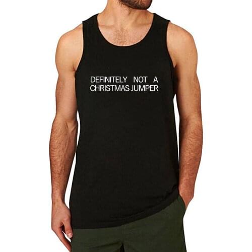 Lyprerazy Mens Definitely Not A Christmas Jumper Workout Gym Funny Printed Tank Top