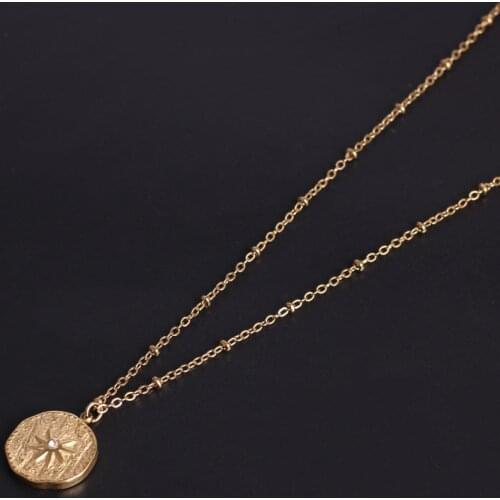 Trendy Rhinestone inlay Stainless Steel Pendant Necklace Girl Metal Choker Holiday Gift Creative design Jewelry for Women