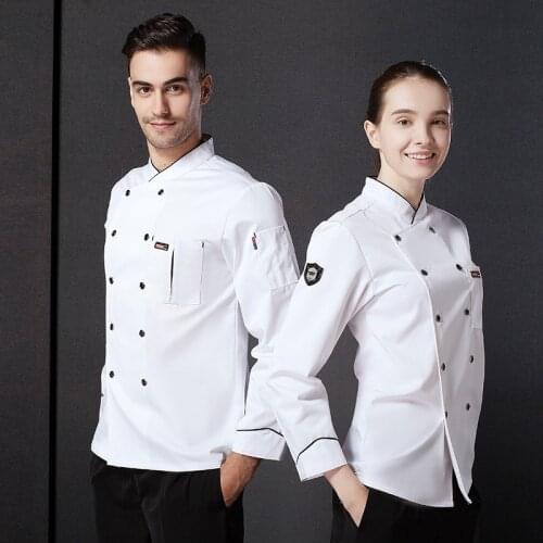 Male Chef Uniform Long Sleeve Cook Uniform Work Wear Plu Size Chef Coat Waiter Uniform Chinese Kitchen Restaurant Wear D-0681