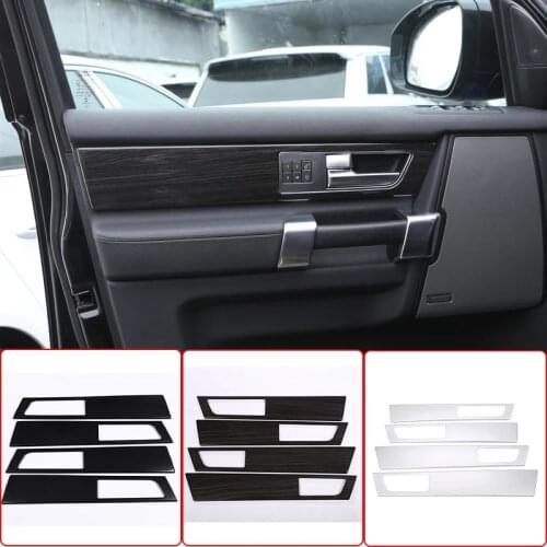 4Pcs Black and Silver ABS Chrome Interior Door Handle Panel Cover Trim For Land Rover Discovery 4 LR4 2010-2016 Car Accessories
