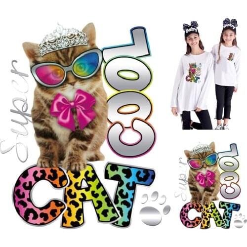 Iron on cat patch Iron on Transfers For women Cloth vinyl applique iron on transfer badge ironing stickers patches on Clothing