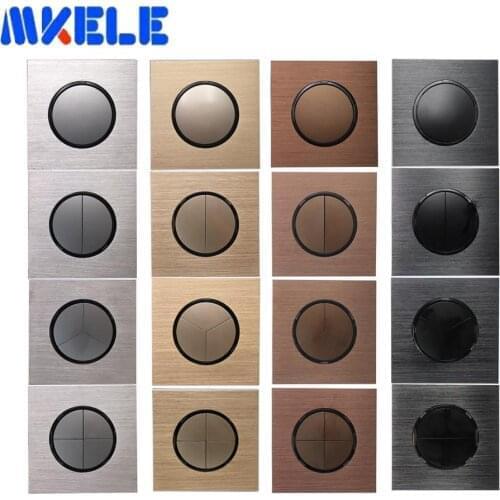 Eu Random Click On / Off Wall Light Switch 1/2 Gang LED Light Switch With LED Indicator Push Button Wall Switch 15A Aluminum