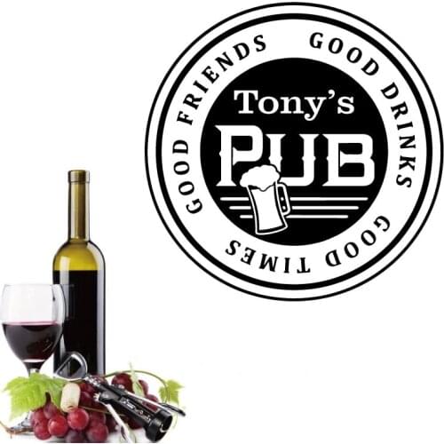 Customizable name bar wall sticker men cave party tavern shop sign counter window showcase door decoration vinyl decals men gift