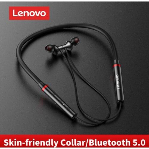 Lenovo 5.0 Bluetooth HE05X Earphone Waterproof Earplugs HIFI Sound Magnetic Neckband Headset Sports Headphone