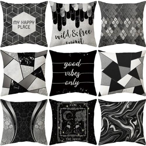 45*45cm Gray Striped Geometric Cushion Cover Polyester Pillowcase Cojines Decorativos Para Sofas Home Bedroom Decor