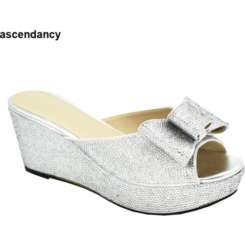 Latest Design Summer Slippers Wedding Shoes Bride Cristal Women Comfy Platform Sandal Shoes Spring Shoes Platform Women Elegant