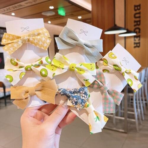 3PCS/Set New Girls Cute Cloth Printed Solid Hairpin Kids Sweet Hair Decorate Clips Barrettes Headband Fashion Hair Accessories