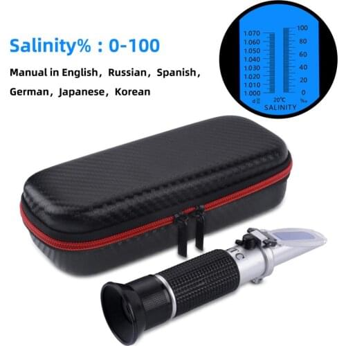 New Handheld 0-100% Seawater Salinity Meter Sodium Chloride Concentration Refractometer with New Shock Box Package