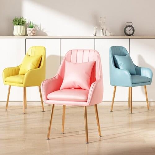 PU Leather Dinning Chair Nordic Style Furniture Black Golden Foot Makeup Armchairs For Bedroom Decoration Chairs Kitchen Chair