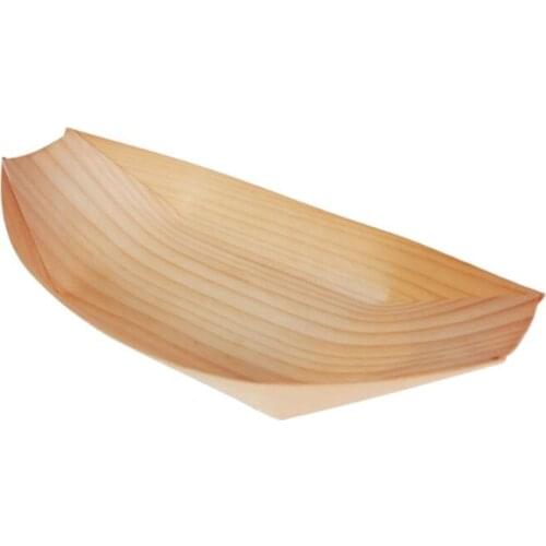 Disposable Wooden Food Boats Compostable Serving Trays Plates for Snacks Nibbles T8WB