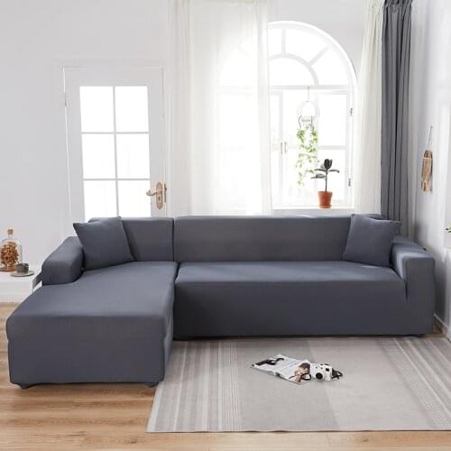 Solid Color Stretch Sofa Cover for Living Room Elastic Slipcovers Couch Cover L Shape Armchair Cover Single/Two/Three/Four Seat