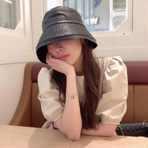 Autumn And Winter Pu Fur Large-Brimmed Fisherman Hat Ladies Travel Casual Fashion Basin Hat