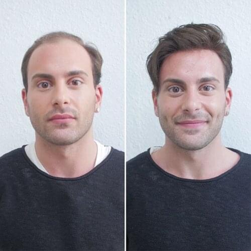 Colored Black MenS Toupee Hairpieces Breathable Silk Base Human Hair 6 Inch PU With Soft Skin Swiss Lace Toupee For Men 8X10 "