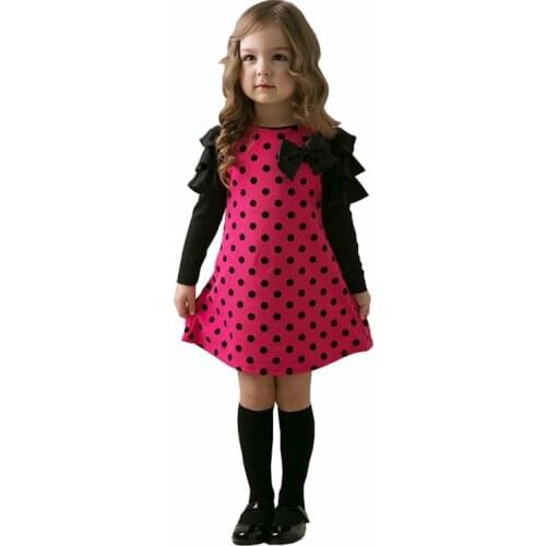 Baby Kids Dresses 2020 Autumn Girls Long Sleeve Cute Dot Princess Dress Spring Children Clothes Dress for Girl 2 3 4 5 6 7 Years