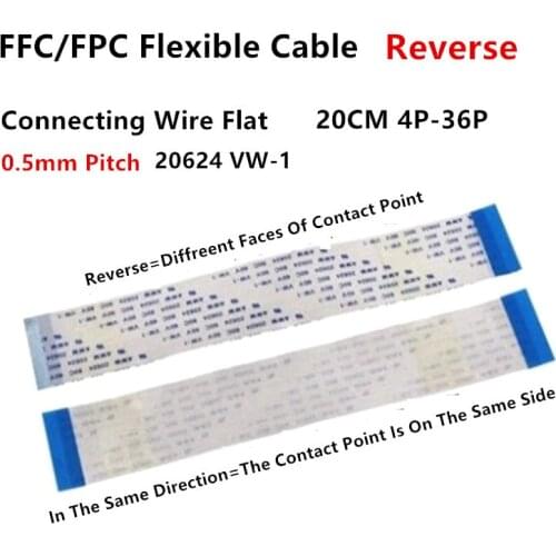 5pcs 0.5mm Pitch 20cm Lenght Flat Flexible Cable FFC/FPC 4/5/6/7/8/9/10/11/12/13/14/15/16/18/20/22/24/25/26/28/30/32/34/36P Pin