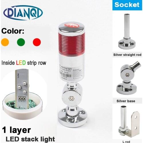 Industrial Multilayer Stack light Lamp Signal Tower Alarm caution light Flash Industrial Tower Red LED Sliver 1 layer with base