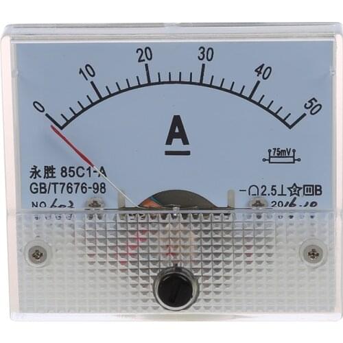 85C1 DC 0-50A Rectangle Analog Panel Ammeter Gauge