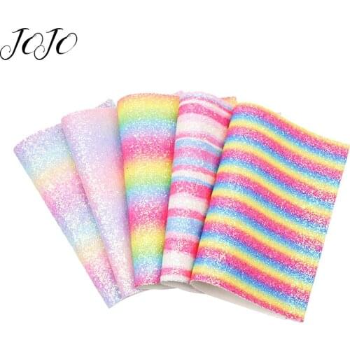 JOJO BOWS 22*30cm Sparkly Chunky Glitter Fabric Rainbow Sheet For Clothing DIY Bag Hair Bows Material Holiday Party Decoration