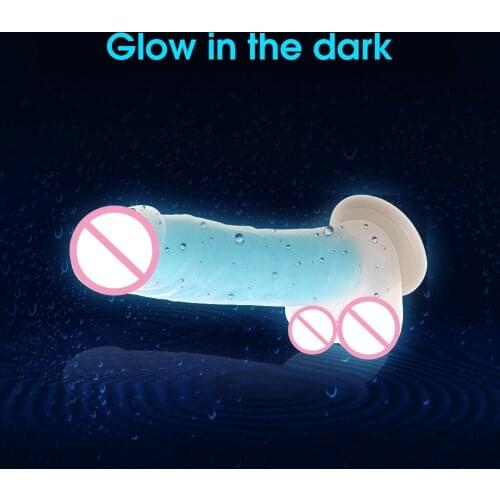 Sextoy Silicone Glow in the Dark Big Dildo Realistic Soft Glowing Penis Strapon Dick Luminous Adult Sex Toys for Woman
