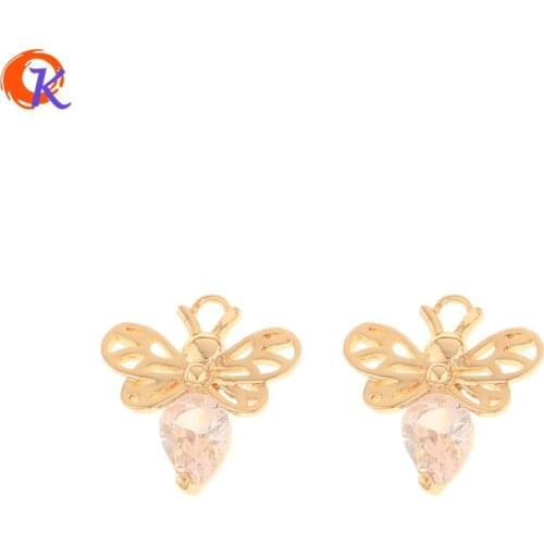 Cordial Design 20Pcs 14*15MM Jewelry Accessories/CZ Charms/DIY Making/Genuine Gold Plating/Hand Made/Earring Findings/Pendant
