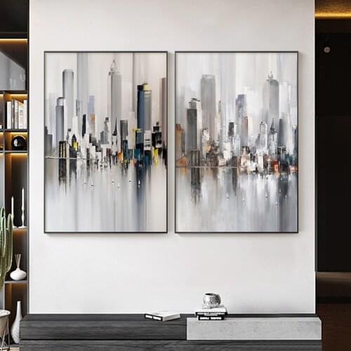 Nordic City Scenery Abstract Canvas Painting Modern Wall Art Posters and Prints Wall Pictures for Living Room Bedroom Decoration